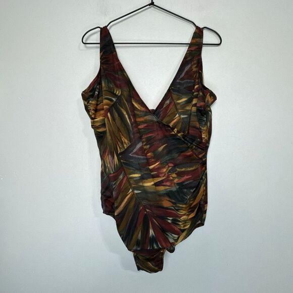 Miraclesuit Vintage Faux Wrap One Piece Swimsuit 22W - Picture 1 of 5